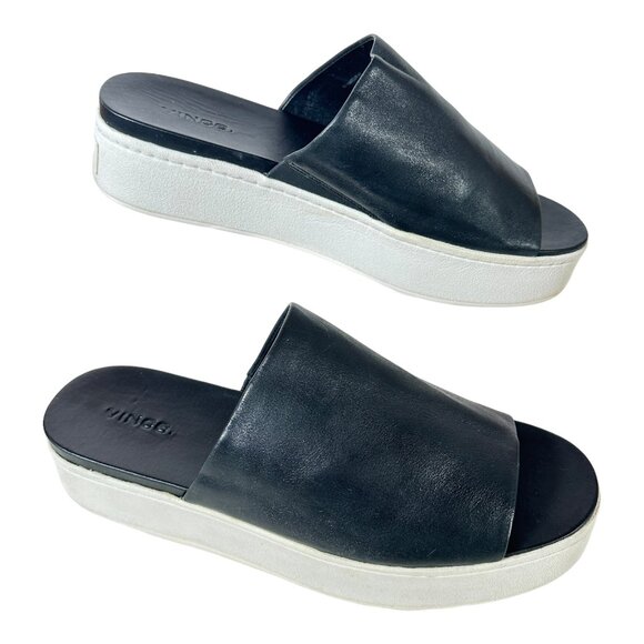 Vince Walford Platform Slide Black Sandals Size 11 Slip On - Picture 5 of 8